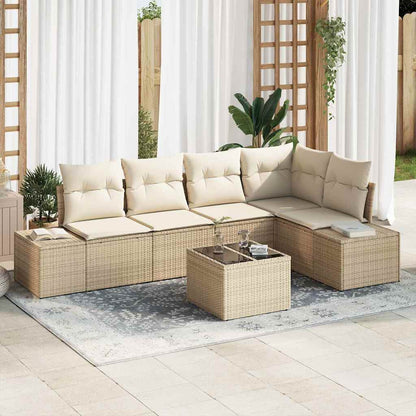 Set Divano da Giardino Beige e Crema polyrattan