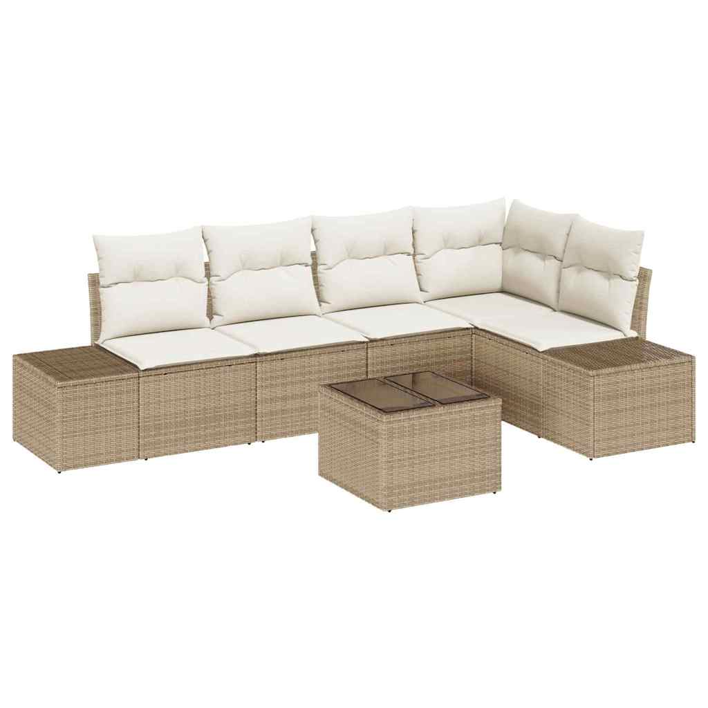 Set Divano da Giardino Beige e Crema polyrattan