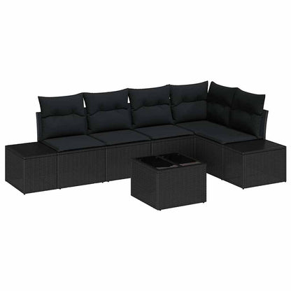 Set Divano da Giardino con archiviazione Nero polyrattan