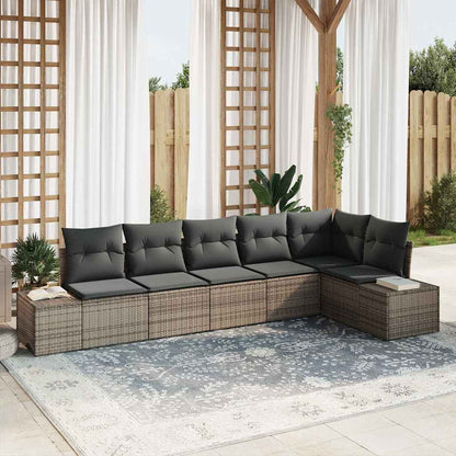 Set Divano da Giardino 6 pcs Grigio polyrattan