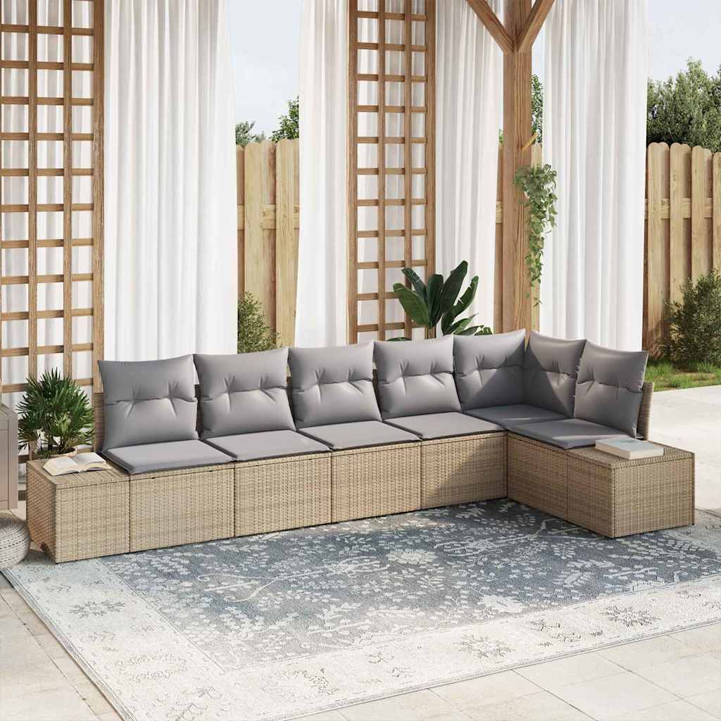 Set Divano da Giardino 6 pcs Beige e grigio chiaro polyrattan