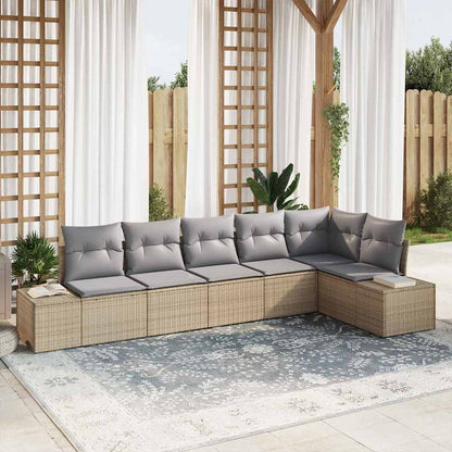 Set Divano da Giardino 6 pcs Beige e grigio chiaro polyrattan