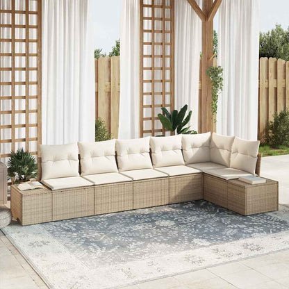 Set Divano da Giardino 6 pcs Beige e Crema polyrattan