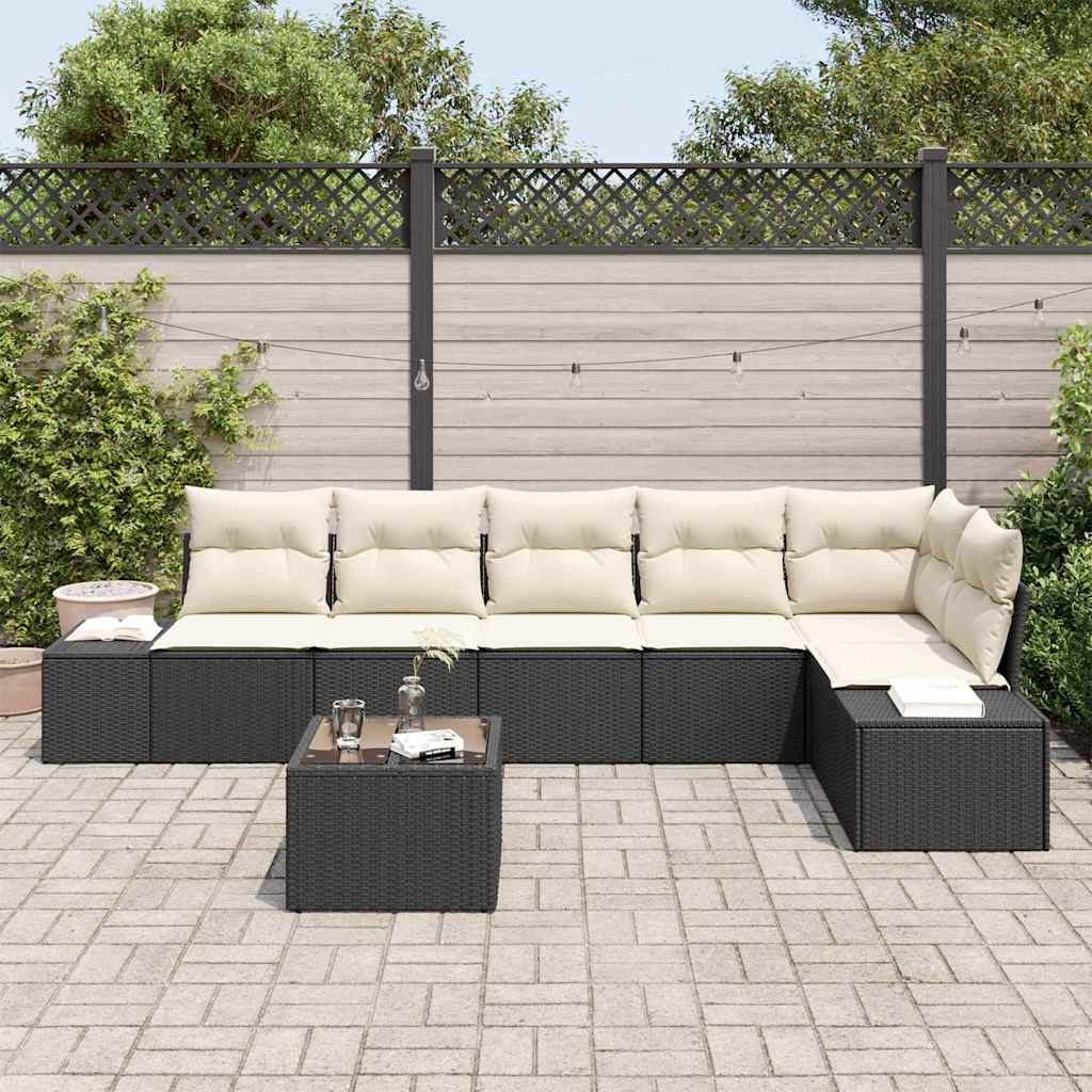 Set Divano da Giardino Marrone e Crema polyrattan