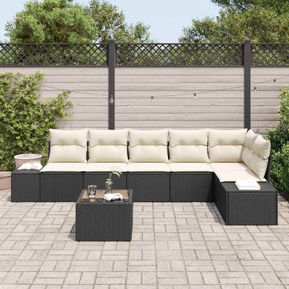 Set Divano da Giardino Marrone e Crema polyrattan