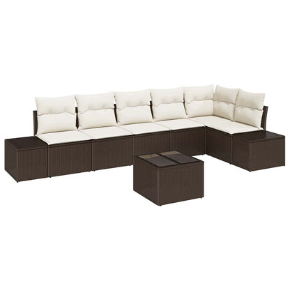 Set Divano da Giardino Marrone e Crema polyrattan