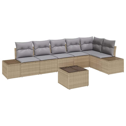 Set Divano da Giardino Beige e Grigio Chiaro polyrattan
