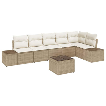 Set Divano da Giardino Beige e Crema polyrattan