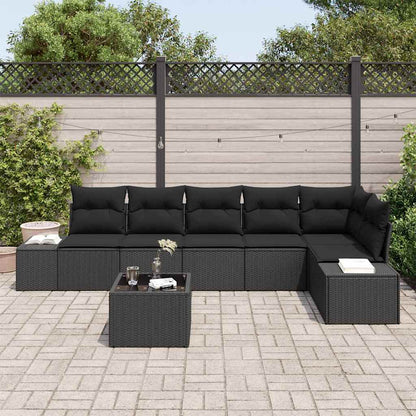 Set Divano da Giardino con archiviazione Nero polyrattan