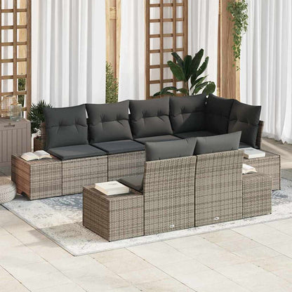 Set Divano da Giardino 7 pcs Grigio polyrattan