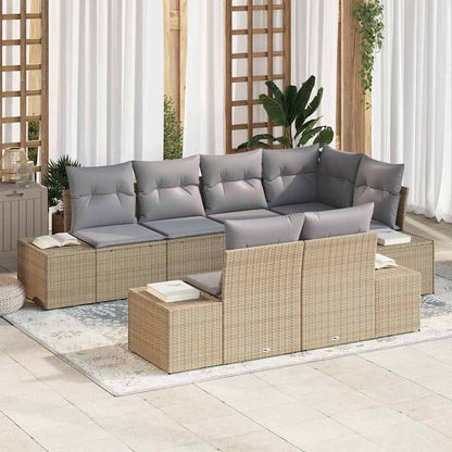 Set Divano da Giardino 7 pcs Beige e grigio chiaro polyrattan