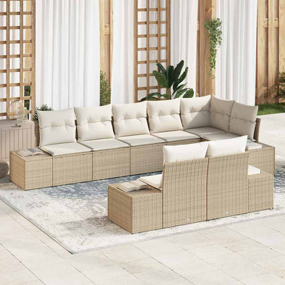 Set Divano da Giardino 8 pcs Beige e Crema Poly Rattan