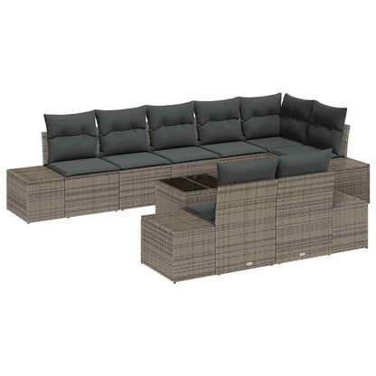 Set Divano da Giardino con archiviazione Grigio Poly Rattan