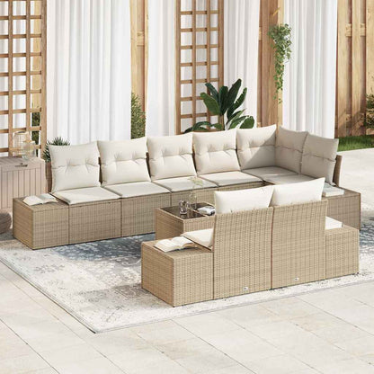 Set Divano da Giardino Beige e Crema Poly Rattan