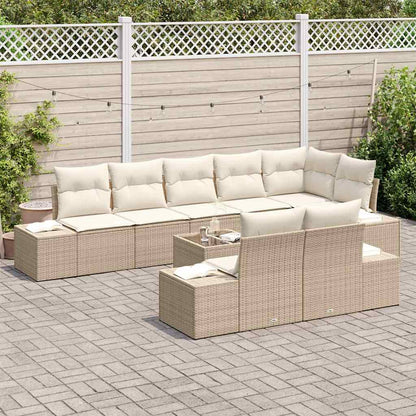 Set Divano da Giardino Beige e Crema Poly Rattan