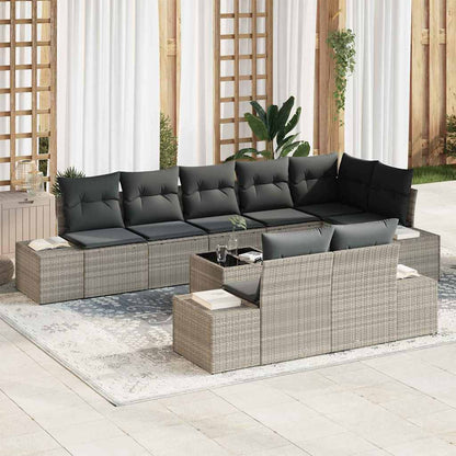 Set Divano da Giardino Grigio chiaro Poly Rattan