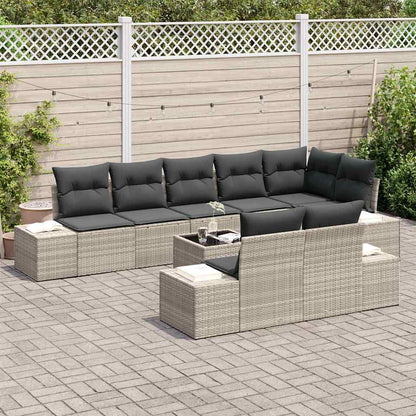 Set Divano da Giardino Grigio chiaro Poly Rattan