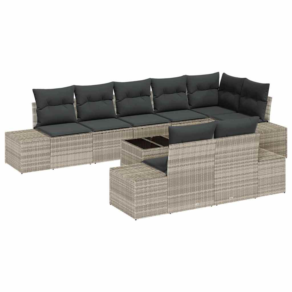 Set Divano da Giardino Grigio chiaro Poly Rattan