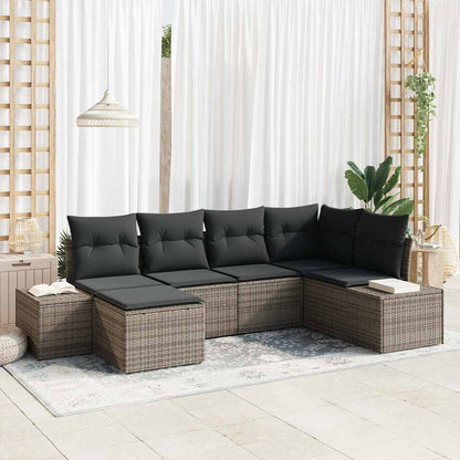 Set Divano da Giardino con cuscino 6 pcs Grigio polyrattan