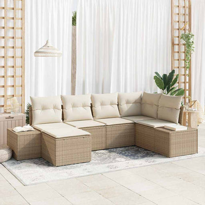Set Divano da Giardino 6 pcs Beige e Crema polyrattan