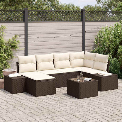 Set Divano da Giardino 6 pcs Marrone e Crema polyrattan