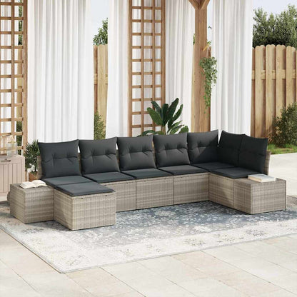 Set Divano da Giardino 7 pcs Grigio chiaro polyrattan