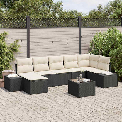 Set Divano da Giardino con cuscino 7 pcs Nero polyrattan