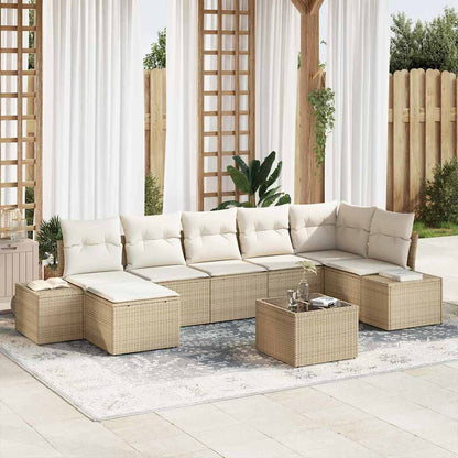 Set Divano da Giardino con cuscino 7 pcs Beige polyrattan