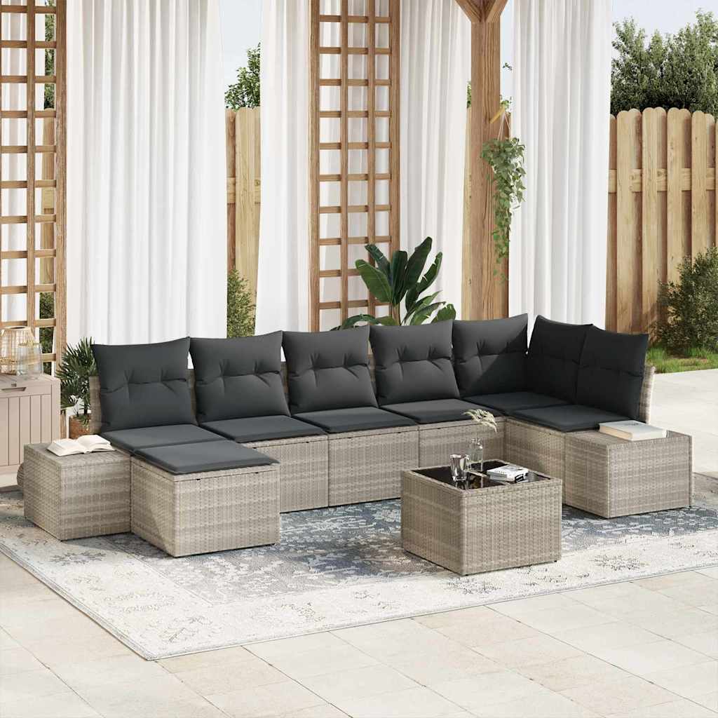 Set Divano da Giardino 7 pcs Grigio chiaro polyrattan