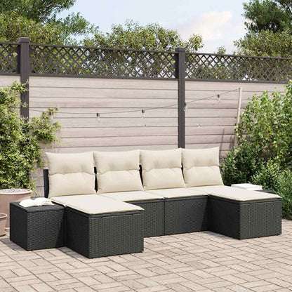 Set Divano da Giardino 4 pcs Nero e Crema polyrattan
