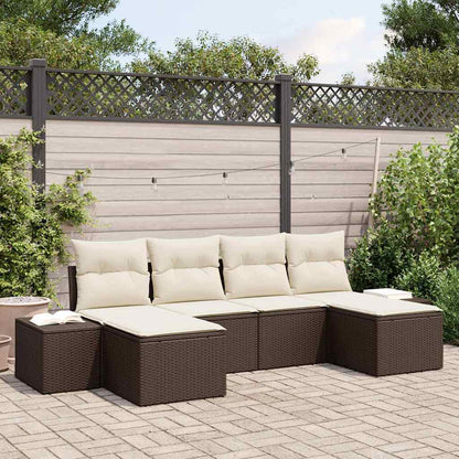 Set Divano da Giardino 4 pcs Marrone e Crema polyrattan
