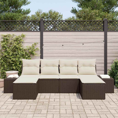 Set Divano da Giardino 4 pcs Marrone e Crema polyrattan
