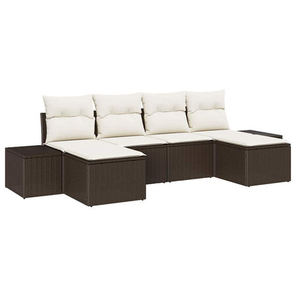 Set Divano da Giardino 4 pcs Marrone e Crema polyrattan