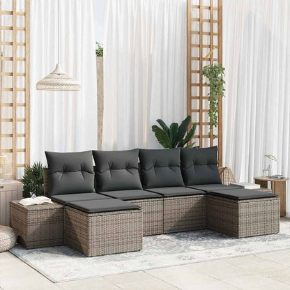 Set Divano da Giardino con cuscino 4 pcs Grigio polyrattan