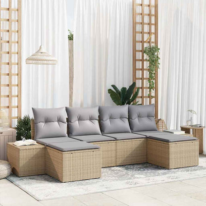 Set Divano da Giardino 4 pcs Beige e Grigio Chiaro polyrattan