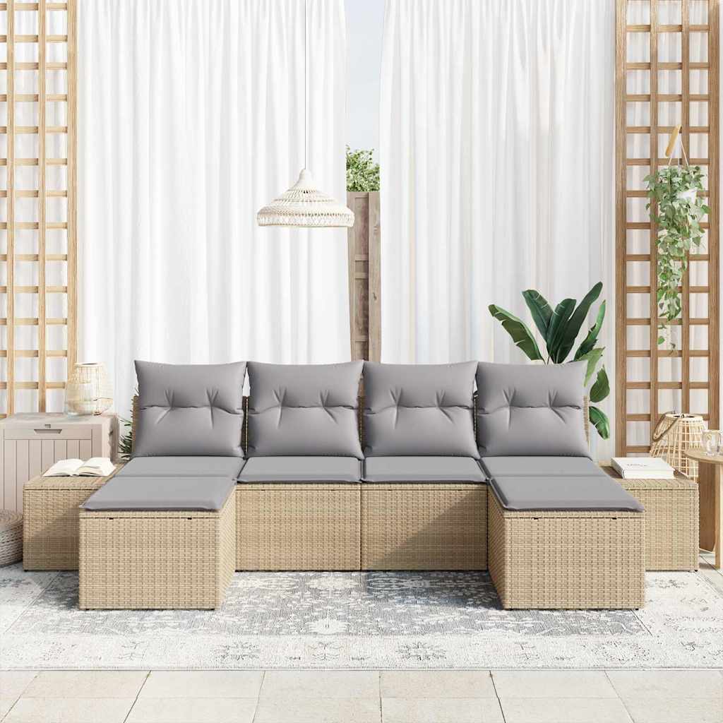 Set Divano da Giardino 4 pcs Beige e Grigio Chiaro polyrattan