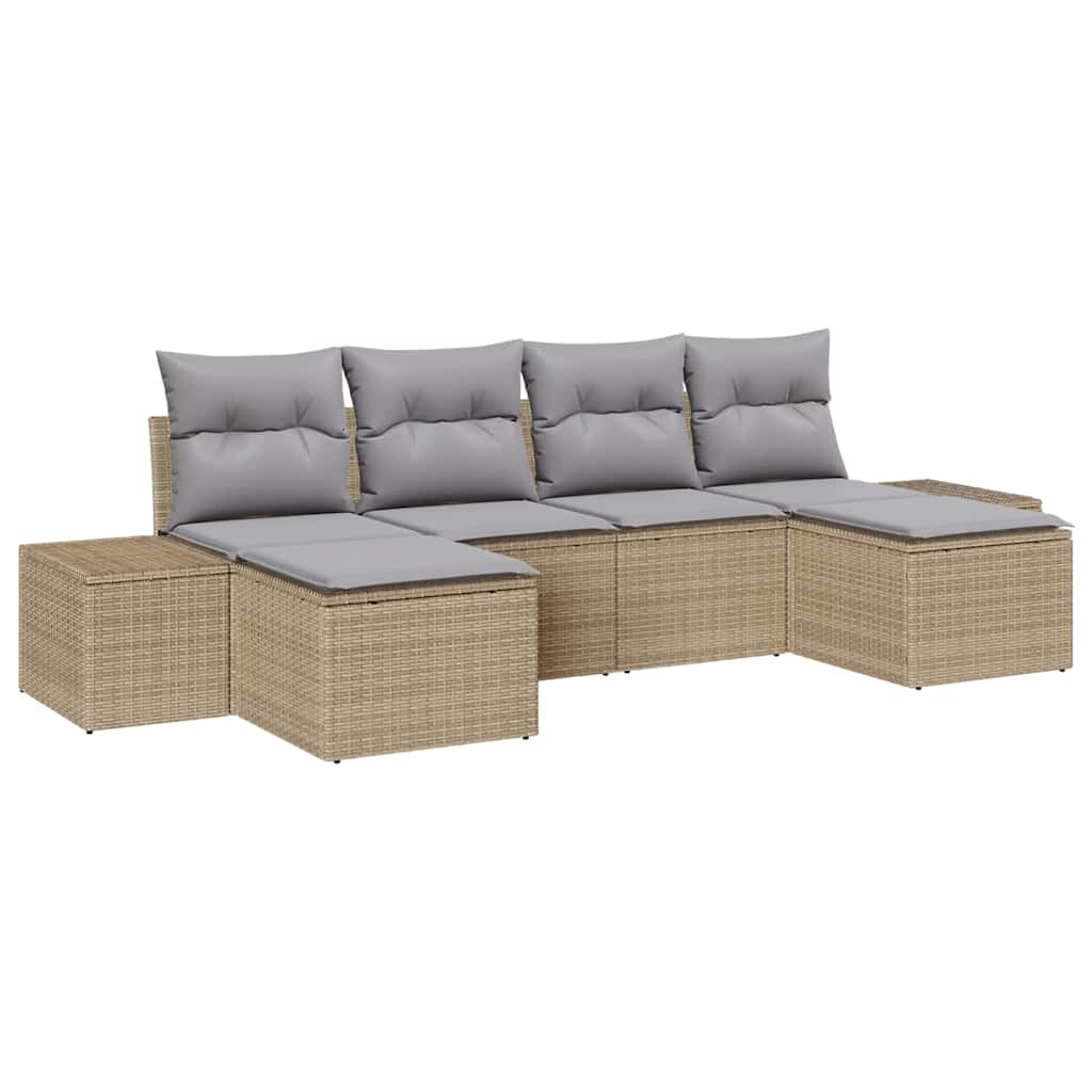 Set Divano da Giardino 4 pcs Beige e Grigio Chiaro polyrattan