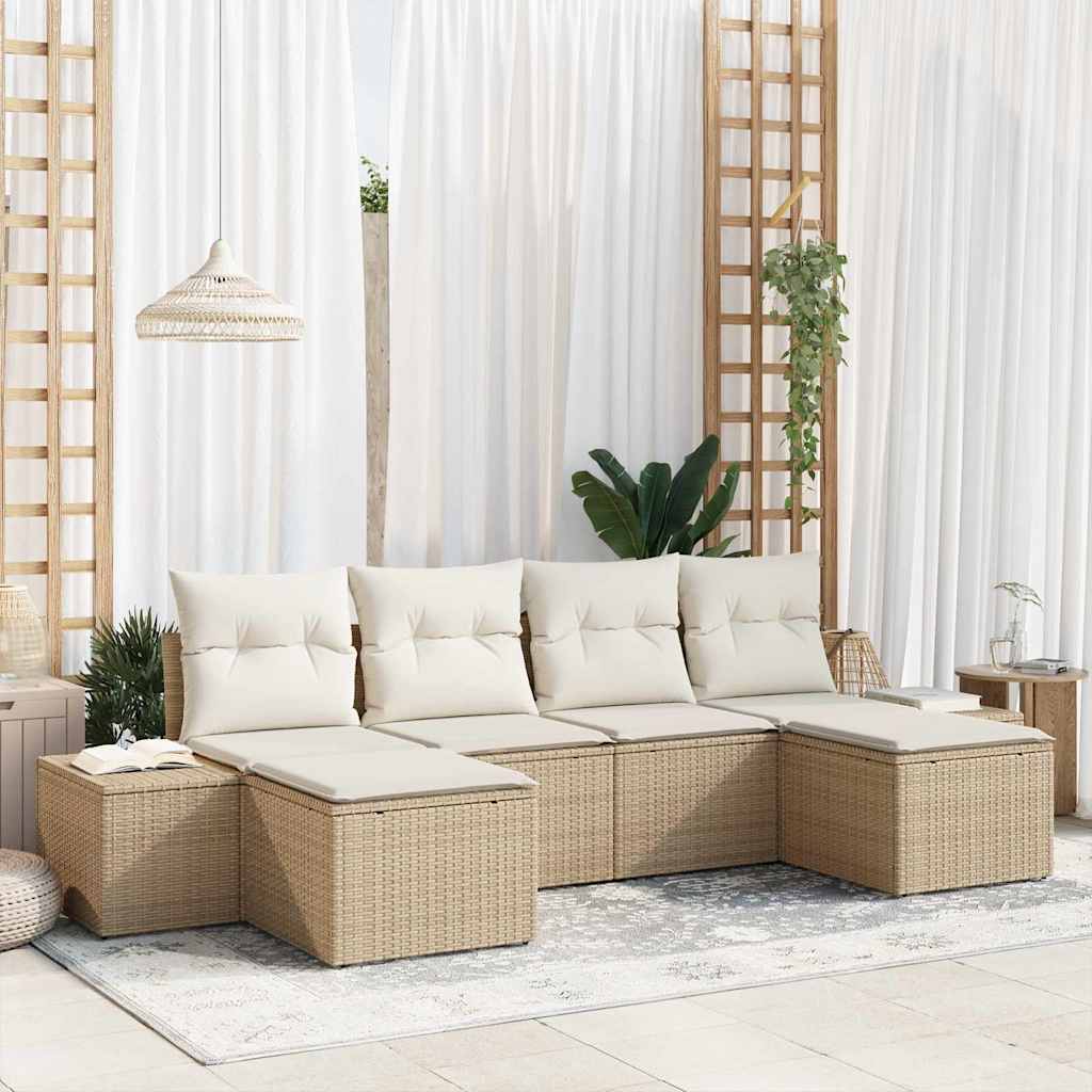 Set Divano da Giardino 4 pcs Beige e Crema polyrattan
