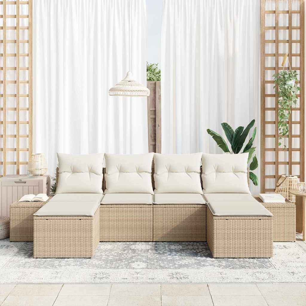 Set Divano da Giardino 4 pcs Beige e Crema polyrattan