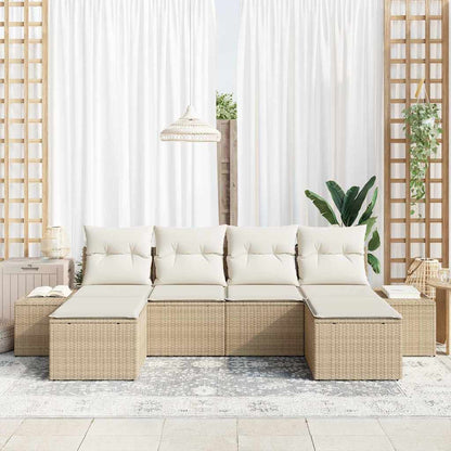 Set Divano da Giardino 4 pcs Beige e Crema polyrattan