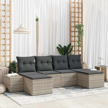 Set Divano da Giardino 4 pcs Grigio chiaro polyrattan