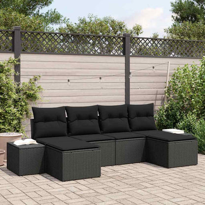 Set Divano da Giardino con cuscino 4 pcs Nero polyrattan