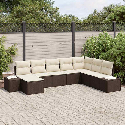 Set Divano da Giardino 8 pcs Marrone e Crema polyrattan