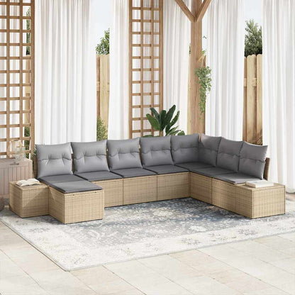 Set Divano da Giardino 8 pcs Beige e Grigio Chiaro polyrattan