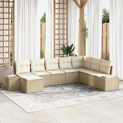 Set Divano da Giardino 8 pcs Beige e Crema polyrattan