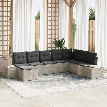 Set Divano da Giardino 8 pcs Grigio chiaro polyrattan