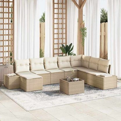 Set Divano da Giardino 8 pcs Beige e Crema polyrattan