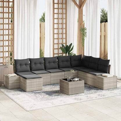 Set Divano da Giardino 8 pcs Grigio chiaro polyrattan