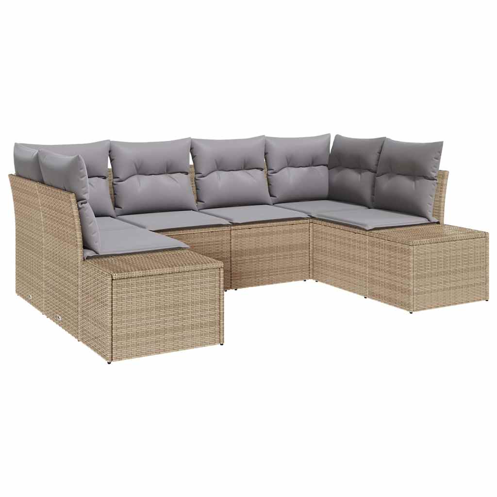 Set Divano da Giardino 6 pcs beige e grigio chiaro Poly Rattan