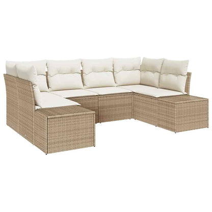 Set Divano da Giardino 6 pcs Beige e Crema Poly Rattan